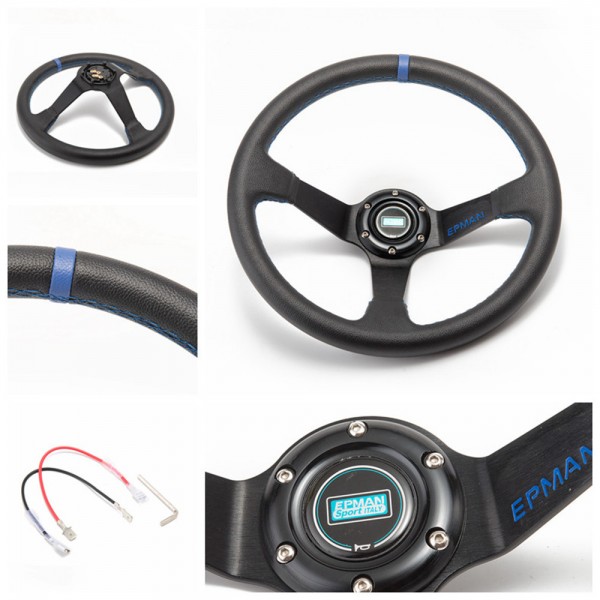 EPMAN 14inch 350mm Deep Corn Drifting PVC Steering Wheel Universal Car Auto Racing Steering